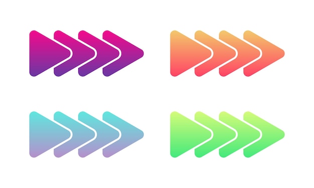 Vector Right Arrows With Gradient Color