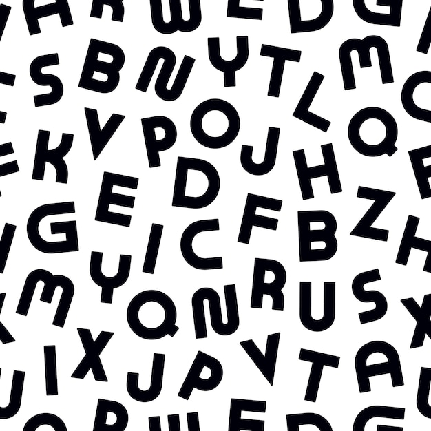 vector seamless alphabet pattern with black latin letters white repeatable unusual background