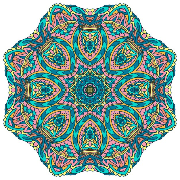 Vector seamless pattern ethnic tribal geometry psychedelic colorfu mandala trendy colors