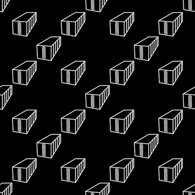 vector seamless pattern of a shipping container in line style