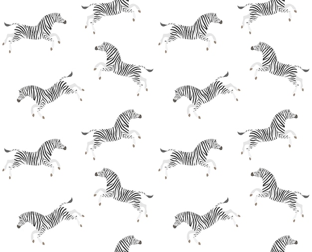 vector seamless pattern of flat hand drawn zebra