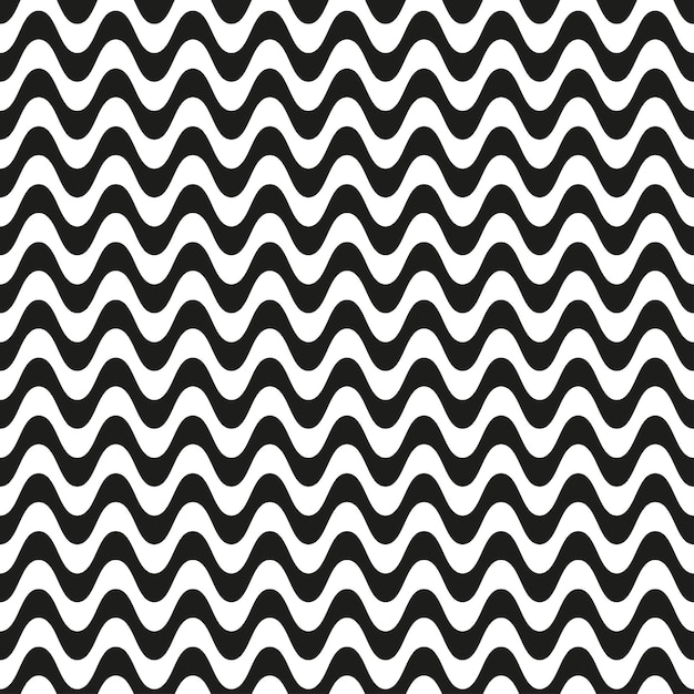 Vector seamless pattern with black wavy lines