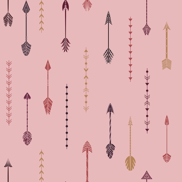 vector seamless pattern with boho arrows and geometrical elements.