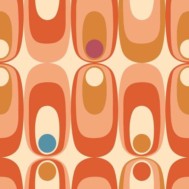 Vector seamless pattern with geometric shapes in retro style Abstract backgrounds in 60s 70s vintage style in blue orange beige colorsx9