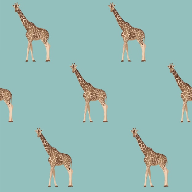 Vector seamless pattern with giraffe illustration in children room wallpaper