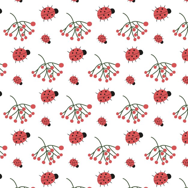 vector seamless pattern with ladybug. spring pattern. vector illustration