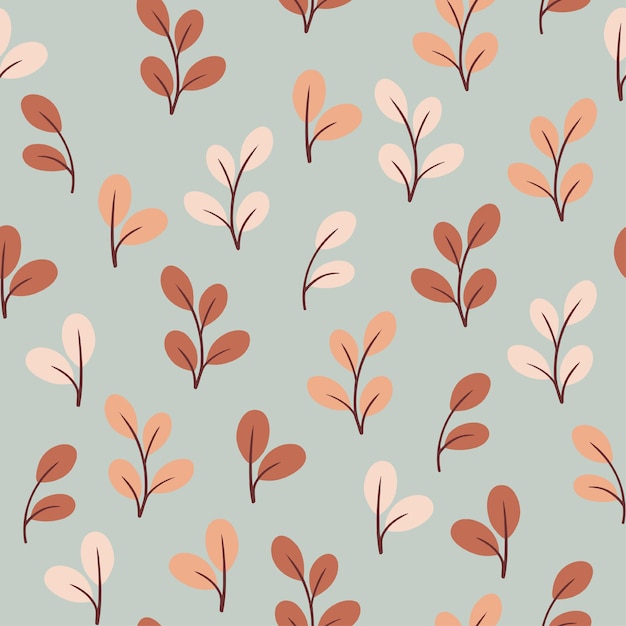 Vector seamless pattern with leaves Floral organic background