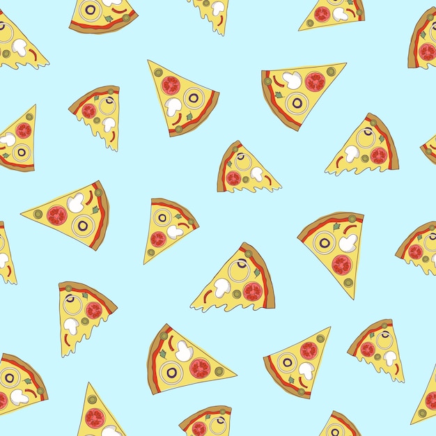 Vector seamless pattern with slices of pizza