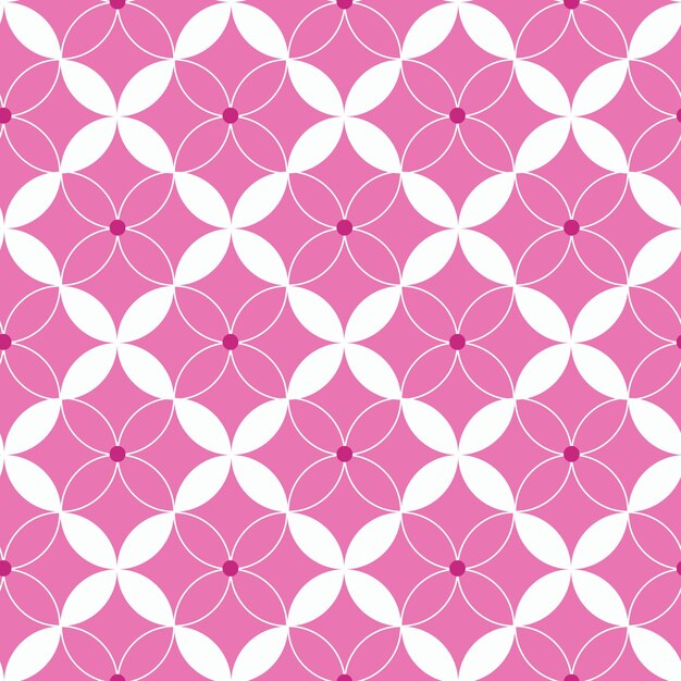Vector seamless pattern with white abstract elements on a pink background