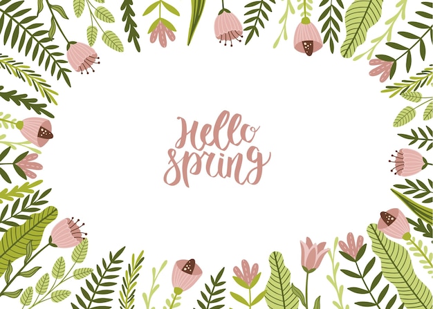 Vector seamless spring pattern with flowers bouquets plants