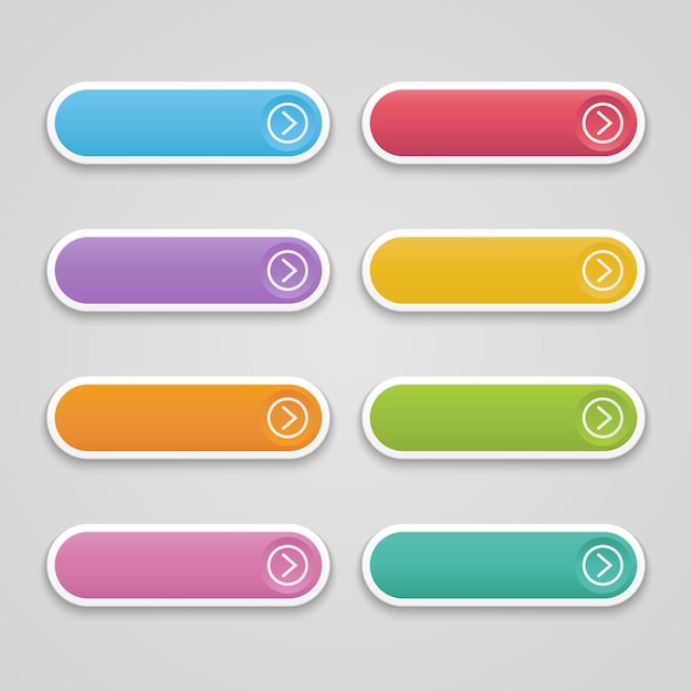 Vector set button colorful long round for web design