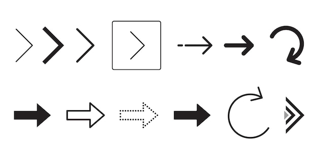 Vector set of arrows of different shapes and styles