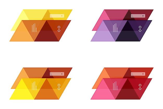 Vector set of blank geometric infographic web boxes created with triangles Backgrounds for workflow layout diagram number options or web design