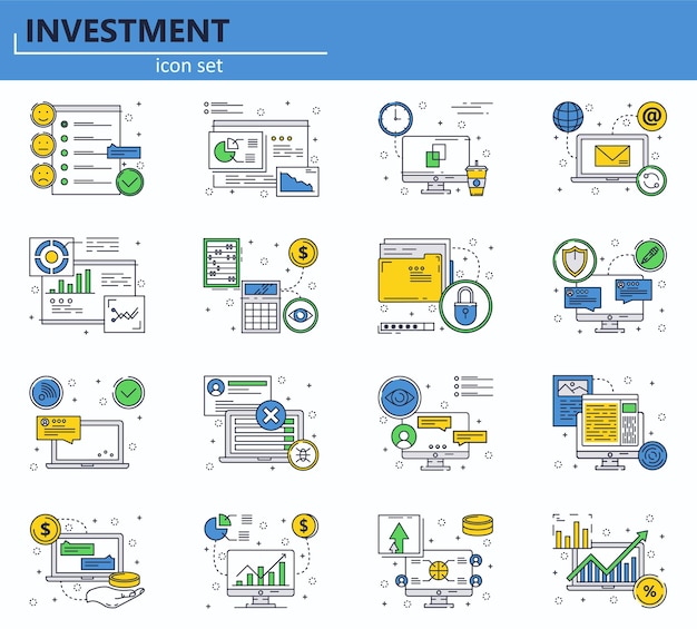 Vector set of business and office icons in thin line style Online chat and customer support Website UI and mobile web app icon Outline design illustration