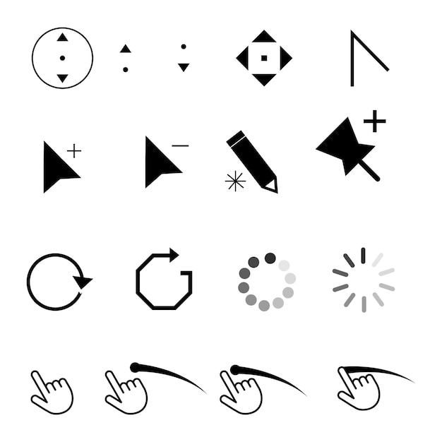 vector set of clicking mouse cursor design