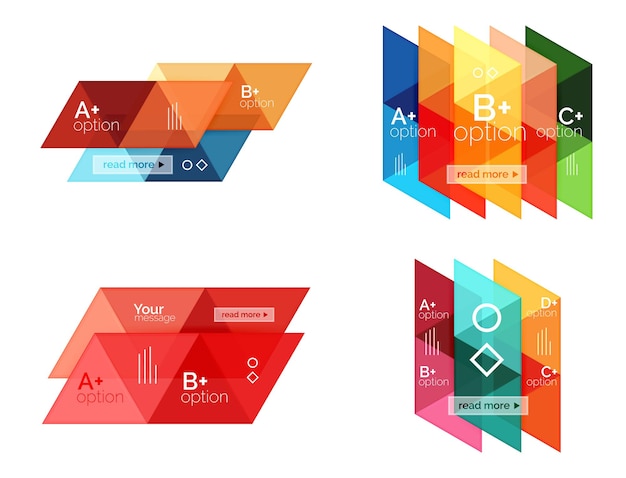 Vector set of colorful geometric infographics