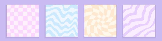 vector set of colorful square templates in 90s style y2k aesthetic backgrounds groovy design