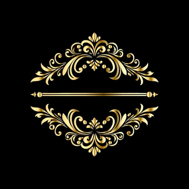 Vector set of golden vintage heraldic wings isolated on black background Graphic element for design