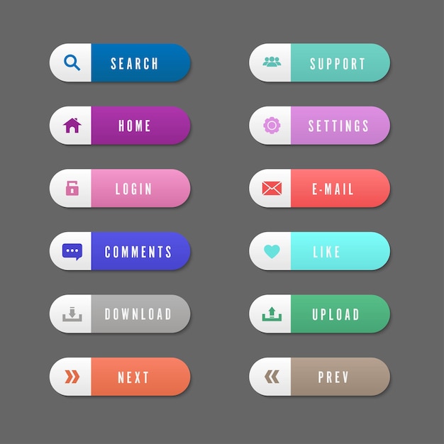 Vector set of gradient button web icon design