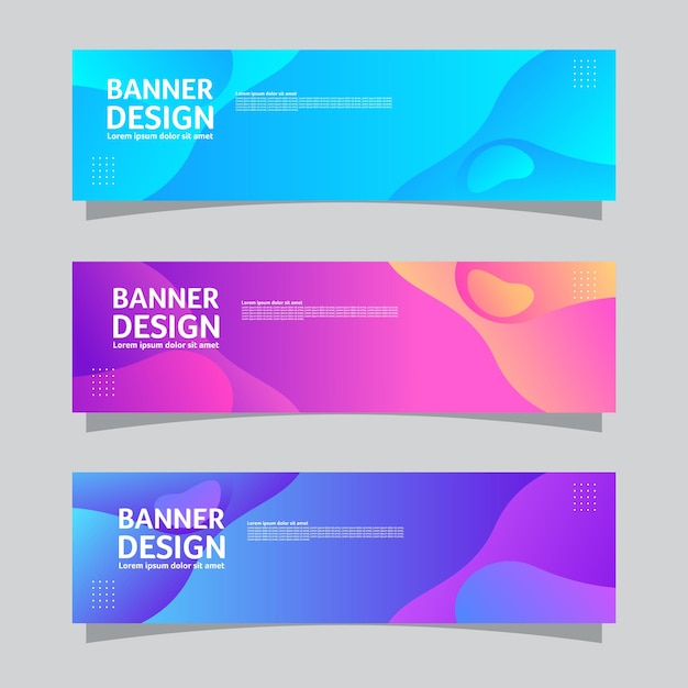 Vector set of landscape banner background design concept Colorful background