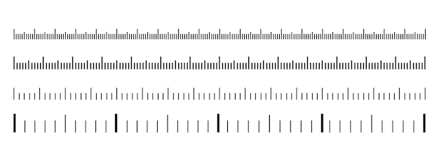 Vector set of metric rulers in flat style. Measuring.