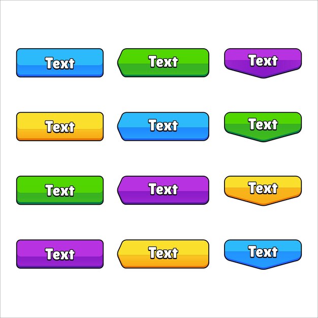 Vector set of muticolored game butons