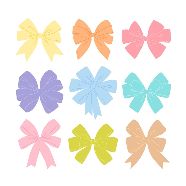 Vector set of ribbon bows