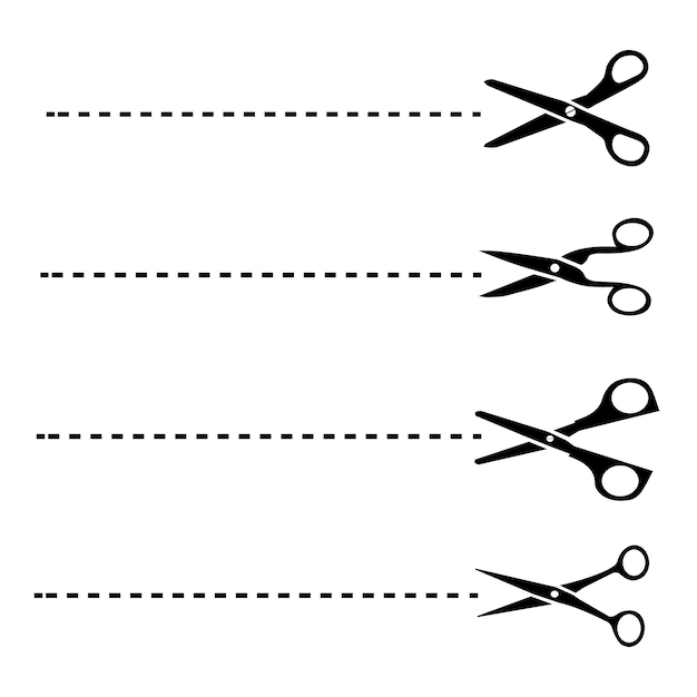 Vector set of simple black scissors on white background