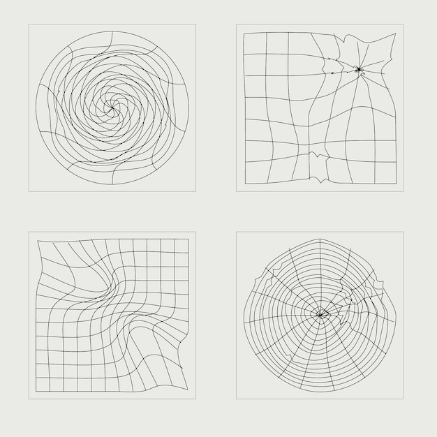 Vector set of Y2K Brutalism star and flower shapes For modern Tshirts designed