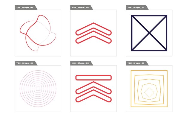 Vector set of Y2K Extraordinary Graphic Assets Elements for graphic decoration