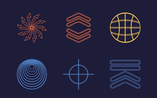 Vector set of Y2K Extraordinary Graphic Assets Modern abstract forms