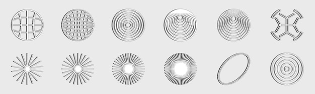Vector set of Y2K Trendy geometric design elements Abstract bauhaus and boho cosmic style