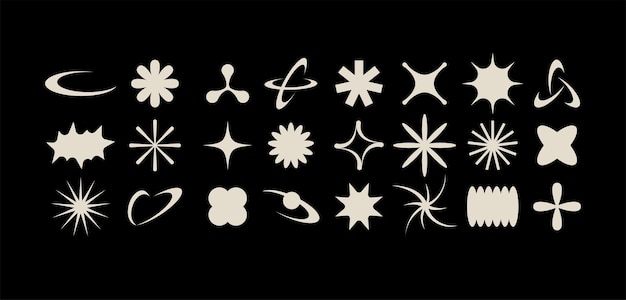 vector set posters or prints with geometric shapes brutalist design futuristic composition