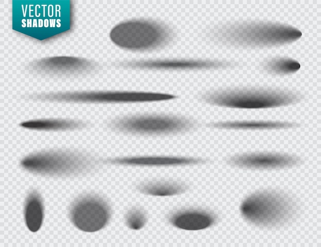 Vector shadows set on transparent background realistic isolated shadow vector illustration