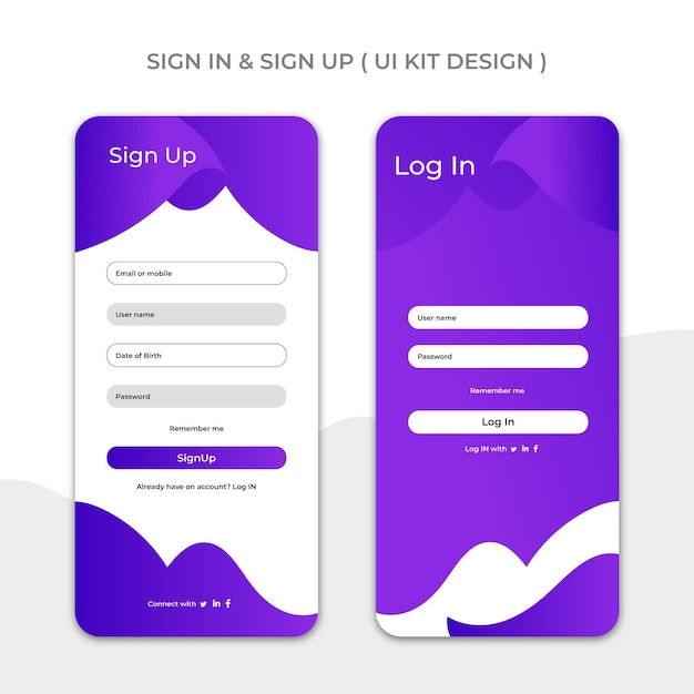 Vector sign in and sign up ui kit app design premium