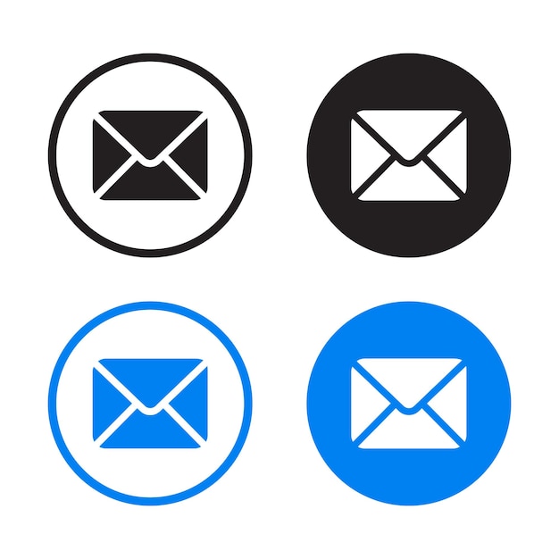 Vector Simple Email Icon In Circles Set Mail Icon Symbols