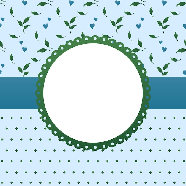 Vector soft blue leaves frame and poster seamless pattern background graphic design