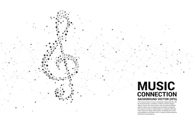 Vector sol music key note from dot connect line. 