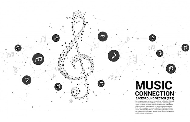 Vector sol music key note from dot connect line