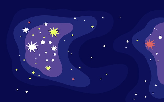 Vector space background Cute flat style template with Stars in Outer space