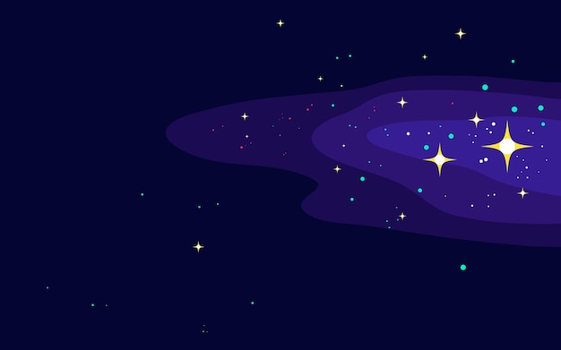 Vector space background Cute flat style template with Stars in Outer space