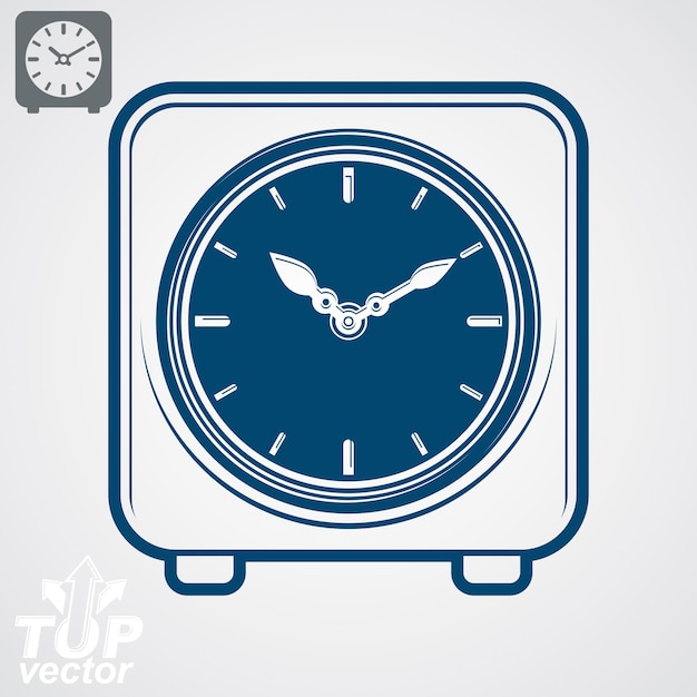 Vector square table clock with simple clockwise, includes additional version. Eps 8 high quality detailed illustration. Web design element – business time management icon.