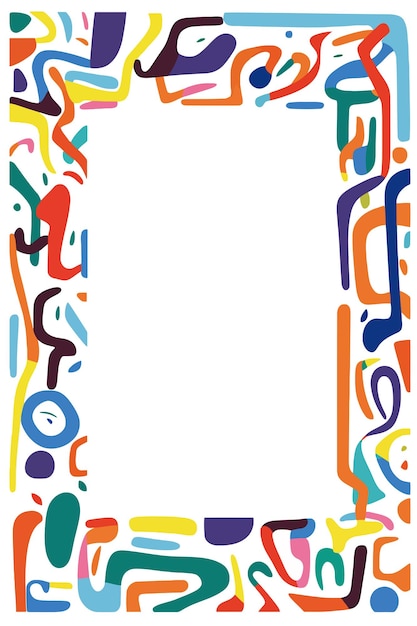 vector squiggle frame with vibrant color and funny plant and fruits element