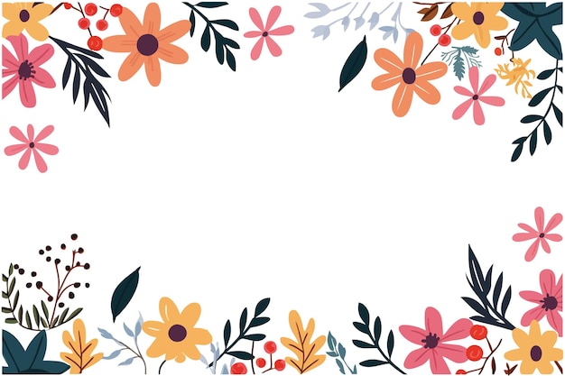 vector squiggle frame with vibrant color and funny plant and fruits element