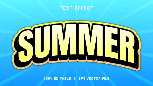 Vector summer 3d editable text effect