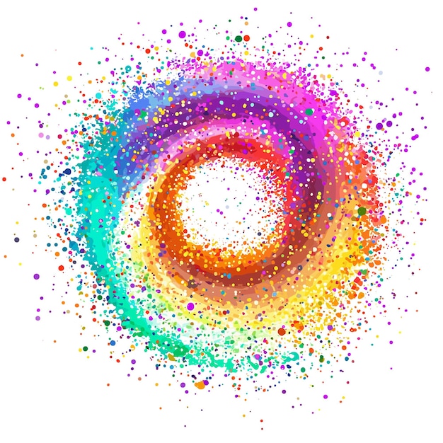 vector swirl of colorful particles on white background Generative AI
