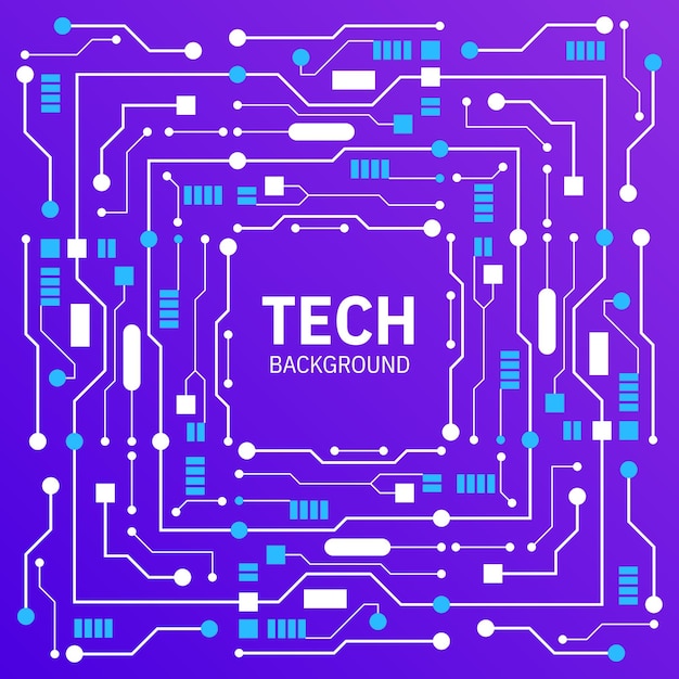 Vector tech background Minimal wallpaper with frame abstract electronic circuits with lines and dots pattern Computer microchips or processor hitech digital communication technology concept
