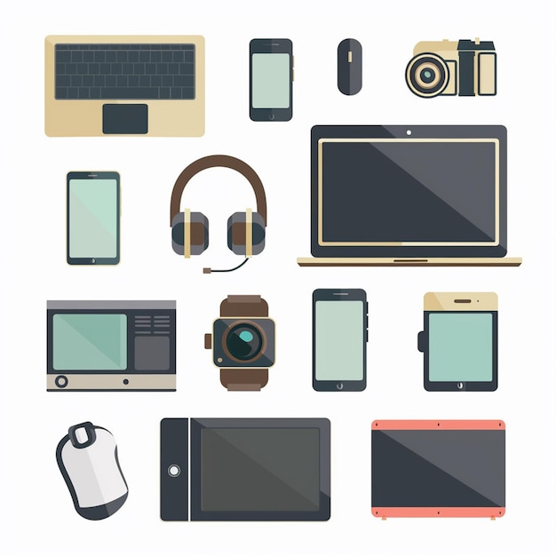 vector technology device illustration gadget digital set modern mobile design icon flat