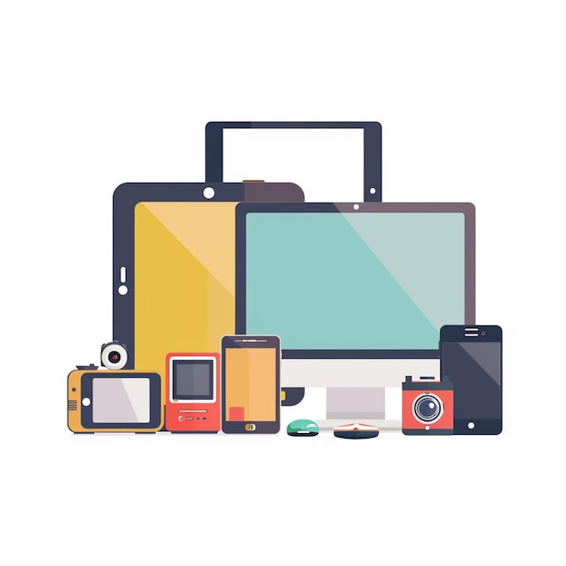 vector technology device illustration gadget digital set modern mobile design icon flat