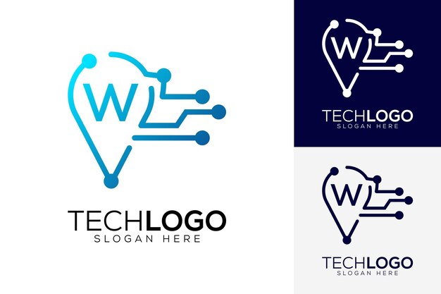vector technology letter w logo